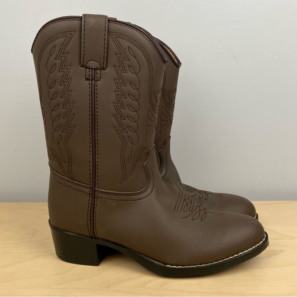 Durango Kids Size 3.0 D Distress Brown Western Cowboy Boots Pull On